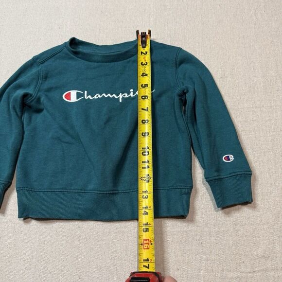 Champion Logo Sweater Pullover Athletic Crewneck Toddler Size 3T Aqua Green - Picture 4 of 7